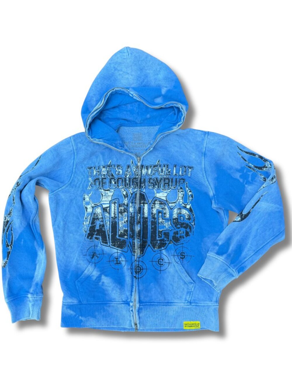 Thats A Awful Lot Of Cough Syrup Hoodie Blue Acid Wash Full Zip ALOCS Mens M